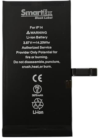 Smartex® Black Label Akku Batterie mit höher Kapazität kompatibel mit iPhone 14-3670 mAh