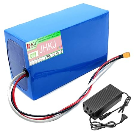 JHKJ 60V 12Ah 15Ah 21Ah 25Ah 30Ah Electroc Motorcycle Lithium 60 Volt Rechargeable Lithium Battery for 0-1800W Moped Motors with Charger,xt90,60V 12Ah