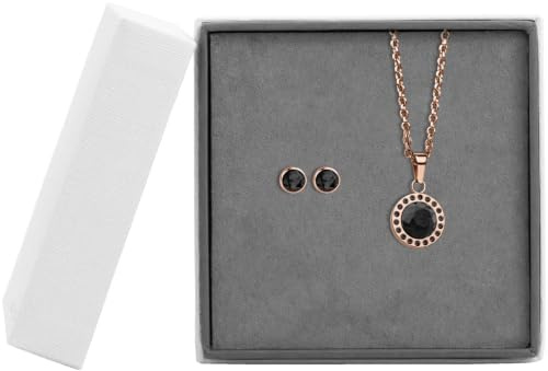 BERING Women Necklace-Earring Gift Set | Rose Gold | Stainless Steel - 429-709-Black