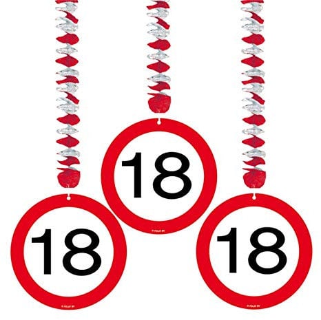 Folat 8714572051170 Set Rotorspirale Verkehrsschild 18 Geburtstag