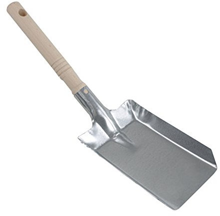 Kamino-Flam 333010 Paletta Camino con Manico in Legno per Carbone, Argento, 38x10.5x6.5 cm