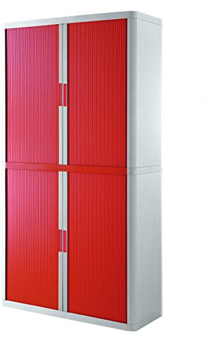 Paperflow | Rollladenschrank easyOffice® | 4 Fachböden | Höhe 2040 mm | weiß/rot