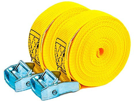 PONSA T35 - Lote 2 Cinchas de Amarre con trinquete 35 mm. Longitud 4 Metros – Correa de Amarre con Rotura 500 kg - 1000 kg (en Forma de aro)