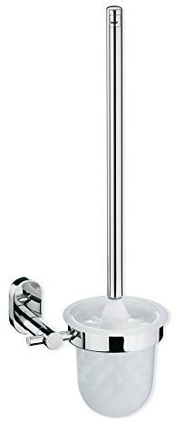 kela 22696, WC-Bürstentopf, Zum Kleben oder Bohren, Toilettengarnitur, Edelstahl 18/10, Lucido, 43cm, Glänzend
