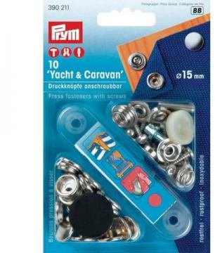 Screw on press studs, yacht/caravan, silver, pack of 10, Prym