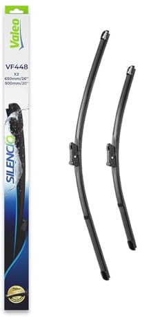 VALEO Silencio Wiper - VF448 - Kit of High Performance, Superior Road Visibility, Easy Installation Original Flat Blades 650mm/500mm - Front - Set of 2 Wiper Blades - 574648