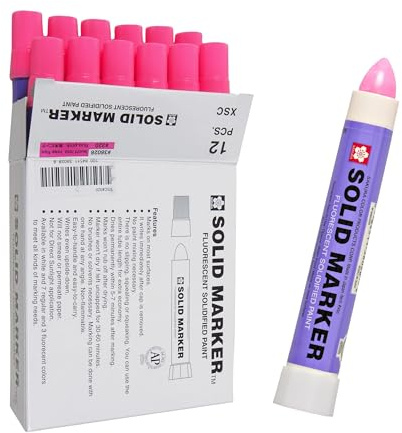 SAKURA Lot de 12 marqueurs à peinture solides – Marqueurs permanents pour fenêtre, bois et verre – Peinture rose fluo