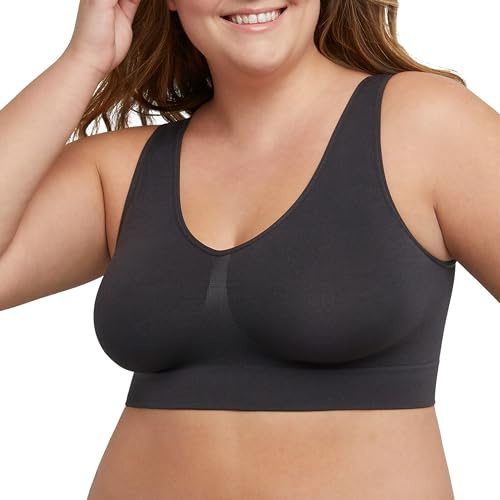JUST MY SIZE womens Pure Comfort Plus Size Mj1263 Bras, Black, 4X-Large US