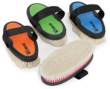 Shires Equestrian Ezi-Groom Grip Body Brush with Goat Hair (Lime)