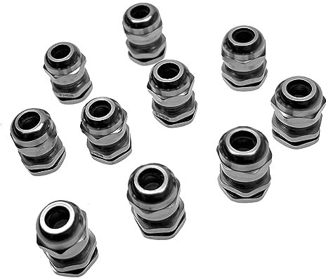 10 Stück M12 x 1.5 (MESSING-Metall) Kabelverschraubung/Kabeldurchführungen mit Gegenmutter für Kabeldurchmesser 3-6.5 mm und Einbaudurchmesser 12.0-12.2 mm IP68 (METRISCH)