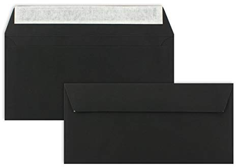 100 Brief-Umschläge DIN Lang - Schwarz - 110 g/m² - 11 x 22 cm - sehr formstabil - Haftklebung - Qualitätsmarke: FarbenFroh by GUSTAV NEUSER