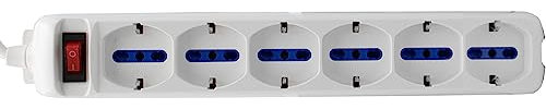Brennenstuhl 1155409 Multipresa, Serie Eco-Line, 6 Prese Italiane 10/16A+Schuko, Interruttore Luminoso, Colore Bianco, 5 X 9 X 39 Cm