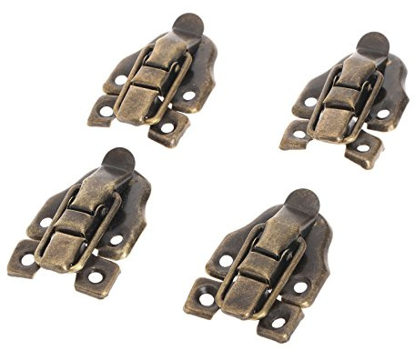 Dophee 4PCS Box Latch, Antique Toggle Catch Latch Clasp Bronze Buckle Locks with 16 Screws for Jewellery Wooden Box Gift Case Wardrobe Toolbox