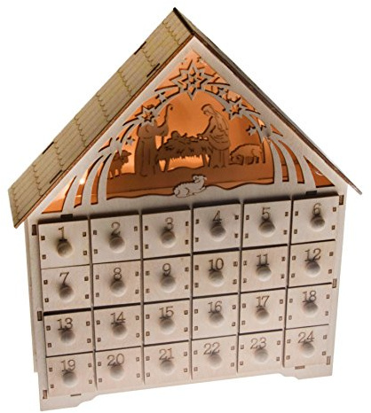 Clever Creations - Adventskalender mit Krippenmotiv - aus Holz - 24-Tage-Countdown bis Weihnachten - hochwertige Weihnachtsdeko - beleuchtet - 29,8 cm