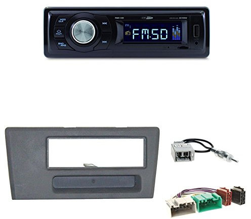 Autoradio Caliber RMD021 USB/Micro-SD/FM-Tuner/AUX-IN + Radioblende + Fach dunkelgrau + ISO Adapter • spezifischer Antennenadapter Volvo für Volvo S60 01-08/04 •Volvo S70/V70/C70 01/00-08/04