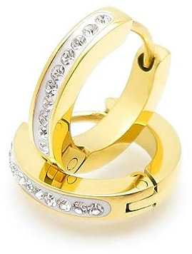 Kristall-Creolen von Bungsa | Hochwertige Edelstahl-Creolen für den perfekten Auftritt | Gold - Kristallklar