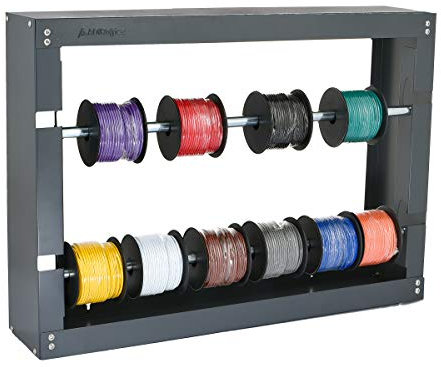 AdirPro Wire Spool Rack - Superior Strength Wire/Cable Dispenser - Conduit Display & Storage for Electrical Industrial & Retail Use (2 Rods, Grey)