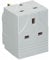 Invero Indoor 3 Way Multi-Purpose Block Socket Splitter Mains Wall Adaptor UK Plug - Fitted with 13A Fuse White