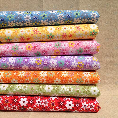 Egurs 7 Farben Sonnenblume Muster Baumwollstoff Retro Nähen DIY Patchwork Stoffe Stoffreste Paket 25 * 25cm
