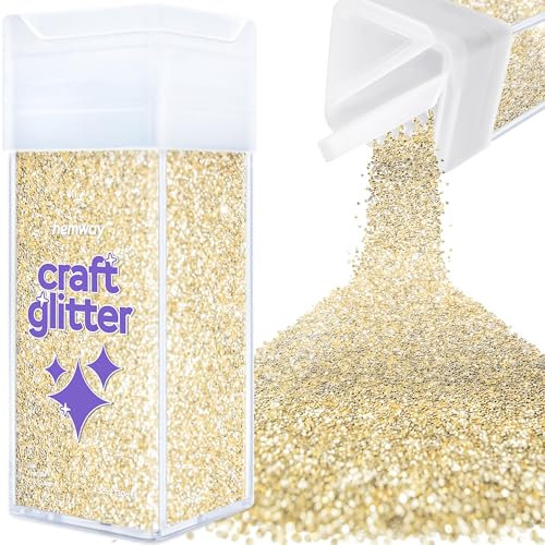 Hemway Premium Craft Glitter Shaker - Champagne Gold | Fine Metallic Flake Sequins for Resin & Epoxy Crafts | Craft Supplies for Festival, Tumblers, Body, Face, Eye & Nail Art | 130 g