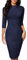 HOMEYEE Damen Vintage Revers Geraffte Bodycon Business Bleistiftkleid B574 (S, Dunkelblau-L)