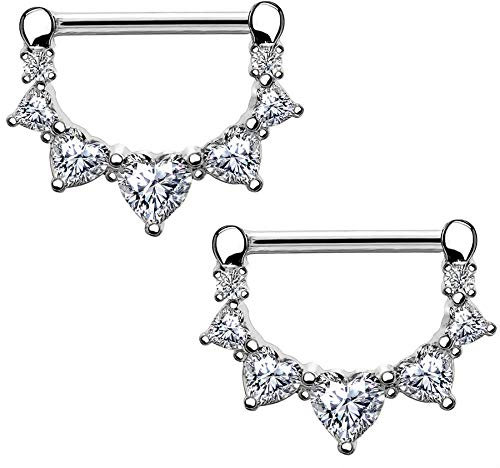 Melighting 14G Nipple Piercings Barbells Nippelringe Edelstahl CZ Nippelpiercings Nipple Piercing Bars Nipple Ring Körperschmuck