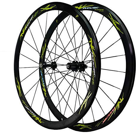 Racing Cycling Wheels 700C Double Wall Aluminum Alloy V-brake 40MM Road Bike Wheels Rim Height 24 Hole for 7/8/9/10/11 Speed (Size : 700C)