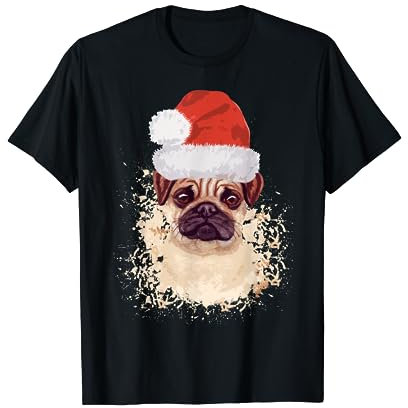 Mops Weihnachten Mütze Aquarell T-Shirt