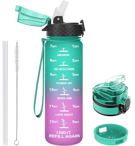 GOPPUS 500ml/17oz Trinkflasche Kinder Auslaufsicher 0,5L, Sport Trinkflasche Schule zum Wandern & Fitnessstudio,500 mlmit Strohhalm, BPA-Frei