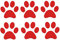 Pack of 6 Cat Dog Animal Paw Cute Stickers - Waterproof Decals - Laptops, Water Bottles, Cars, Phones, Scrapbooking (Red, 4cm x 4cm)