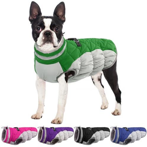 OUOBOB Hunde-Winterjacke, gemütlich, reflektierend, wasserdicht, winddicht, warmes Haustierkleidung, bequem, kaltes Wetter, Fleece-Bekleidung, mittelgroße und große Hunde, Welpen
