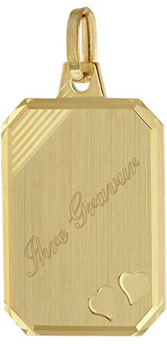 trendor Anhänger mit Namensgravur und Herzen Gold 333/8K Größe 18x14 mm inklusive Wunsch-Gravur Gravurschmuck aus Echtgold, Schmuckstück für Männer, 41056