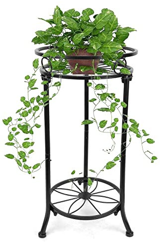 YHIJURS Pflanzenständer für den Innenbereich, Metall, 2 Ebenen, hohe Pflanzenständer, 50.8 cm, robustes Eckregal, Blumentopf-Regal, Pflanzgefäßhalter, Kunstdekoration für Zuhause, Büro, Schwarz