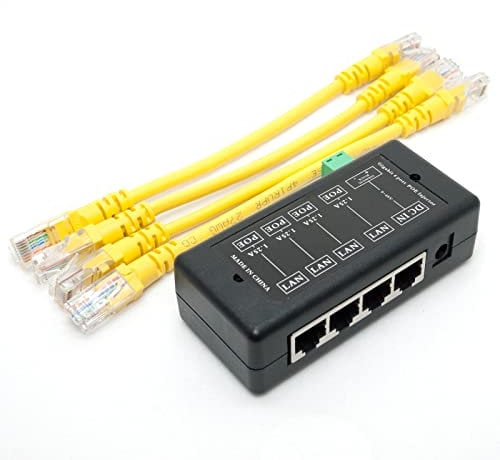 DSLRKIT 4 Ports Gigabit Passive PoE Injector Midspan Ethernet Adapter Without Power Adapter