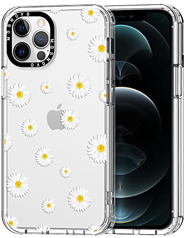 MOSNOVO für iPhone 12 Pro Max Hülle – Durchsichtige, schlanke, stoßfeste TPU+PC-Handyhülle, [6,6 Fuß Fallschutz/Anti-Abziehen] - Weiße Gänseblümchen