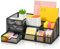 Marbrasse Mesh-Schreibtisch-Organizer mit Schubladen,Multifunktionaler Schreibtisch-Organizer und Zubehör mit 6 Fächern + 2 Schubladen,Büro Desktop Organisation(Schwarz)