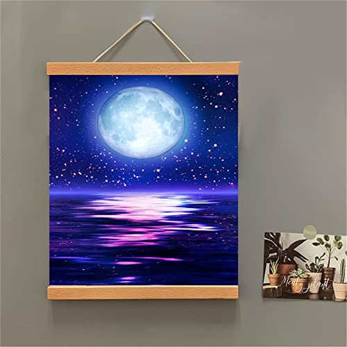 Huacan Posterleiste A4 Posterschiene Holzrahmen Posterhänger DIY Bilderrahmen Aufhänger Magnetischer Bild Plakatrahmen Bilderleiste für Rolle Segeltuch Druckplakat Wand Dekor 30 x 40 cm