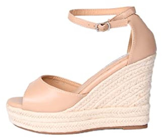 Zeppe Donna Estive Eleganti con Cinturino alla Caviglia Scarpe Alte con Suola in Corda (Nude, Numeric_40)