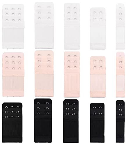melebellot 15 Stück BH Verlängerung Verschluss, Bra Extender Strap, 1 Haken/ 2 Haken/ 3 Haken, BH Erweiterung Gurt für Frauen, Stillen Während der Schwangerschaft, 3 Farben 5 Stilen