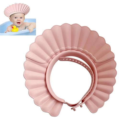 Baby Shower Cap Bathing Cap Safe Silicone Protection Bath Cap Soft Adjustable Visor Hat for Protector Head Eye Ear Shampoo Caps for Toddler,Baby, Kids,Children (Pink)