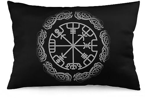NIBABAEU Kissenbezug, Motiv: Wikingerrune, magische Navigation, dekorative Kissenbezüge, 40 x 60 cm, Grau, 1 Stück