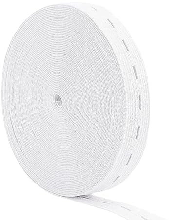 Okaei 5 M Lochgummi - Leicht Dehnbar Breit Knopflochgummi - Gummibänder Ideal für Gürtelbänder und Heimwerkerbedarf - Gummiband Nähen Schwarz oder Weiß