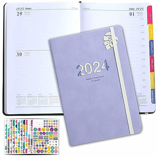 BigKing Planer 2024 mit weichem Ledereinband, To-Do-Liste, Notizbuch 2024, Monatsplaner mit Registern, der perfekte Organizer, um Ihre täglichen Reisepläne aufzuzeichnen