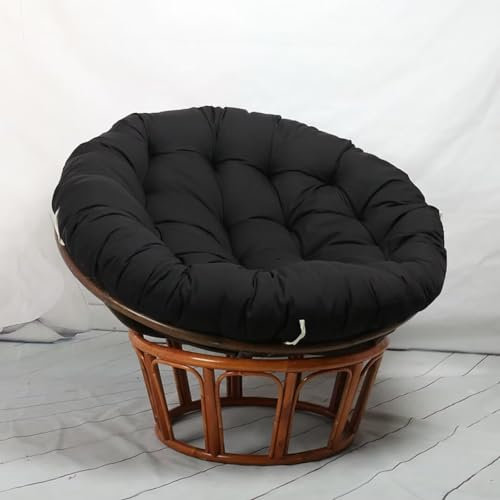 Hovoto Papasansessel Kissen, Papasan Sitzkissen für Hängesessel, Rund Papasan Sessel, Bequem Weich Sitzkissen, Hängesessel Kissen für Korbsessel, Garten Stuhlauflag, Schwarz, 130 * 130cm