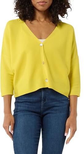 Comma Strickjacke im Boxy-Look mit Perlmuttknopf