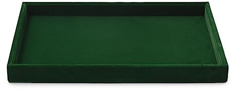 Papten bandeja de terciopelo apilable para joyas, cajón para guardar joyas, bandeja organizadora, expositor de joyas, 35x24x3,5cm (verde oscuro)
