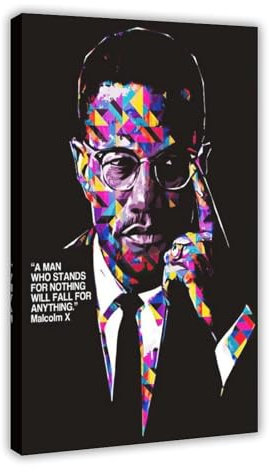 MExmeb Malcolm X Leinwandposter mit klassischen Zitaten von Prominenten, Schlafzimmer-Dekor, Sportlandschaft, Büro, Raumdekoration, Geschenk, Rahmen-Stil, 60 x 90 cm