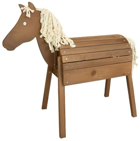 Meppi Outdoor-Pferd Klein für den Garten - Voltigierpferd aus stabilem Holz - Gartenpferd mit Mähne und Schweif, Klein