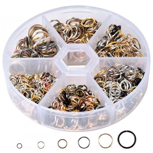Biegeringe für Schmuckherstellung,970 Stück Sprungringe Set, 4/5/6/7/8/10mm O-Ring Karabiner,Spaltringe für Schmuck,Mini-Ringverbinder,für DIY Schmuckherstellung,Halskette Ohrringe Reparatur
