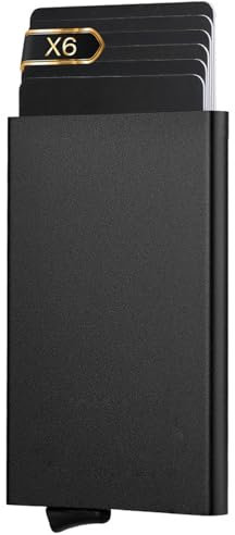 O³ Porte Carte Homme, Étui Protection RFID [ Léger - Aluminium ] Portefeuille Carte bancaire Anti piratage - Anti fraude - Élégant et Minimaliste (Noire)